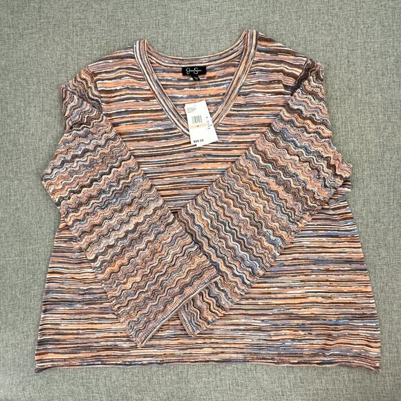 NEW Jessica Simpson Long Sleeve Top Striped Multicolor Flare Wide Sleeves 2X $89 - Picture 11 of 15